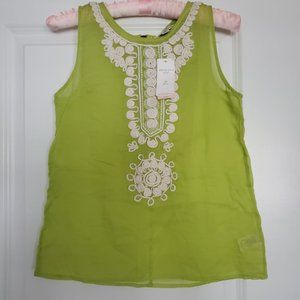 NWT Banana Republic green embroidered top